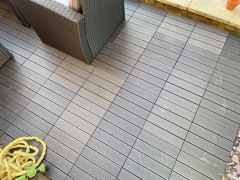 33-Piece Gray Click-Fit Balcony Tiles: Interlocking Plastic Wood-Look Floor Tiles (30 X 30 Cm) 1