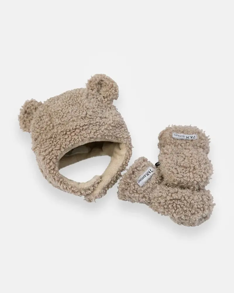 7 A.M The Cub Teddy Hat And Mittens Set For Newborns 1