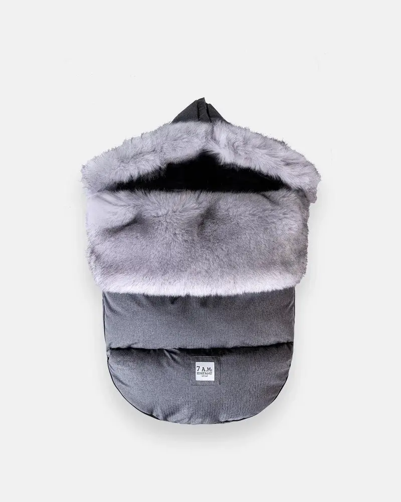 7 A.M. Tundra Plush & Faux Fur Footmuff – Heather Dark Grey Stroller Accessory 1