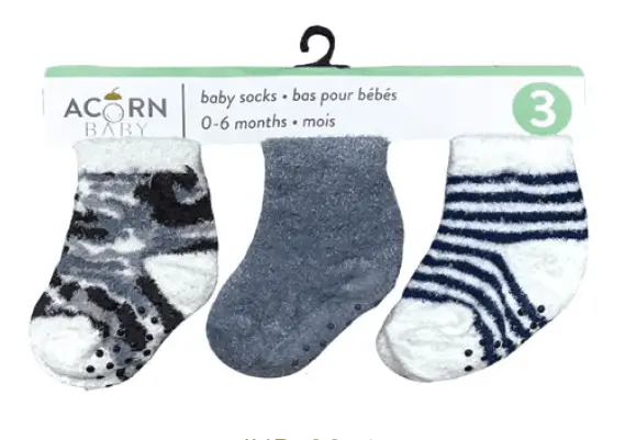 Acorn Baby Anti-Skid Infant Socks – 3-Pack (0–6 Months) 1