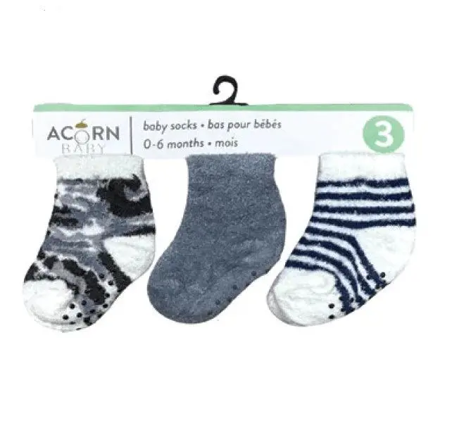 Acorn Baby Fluffy Crew Socks – 3-Pack For Boys 1