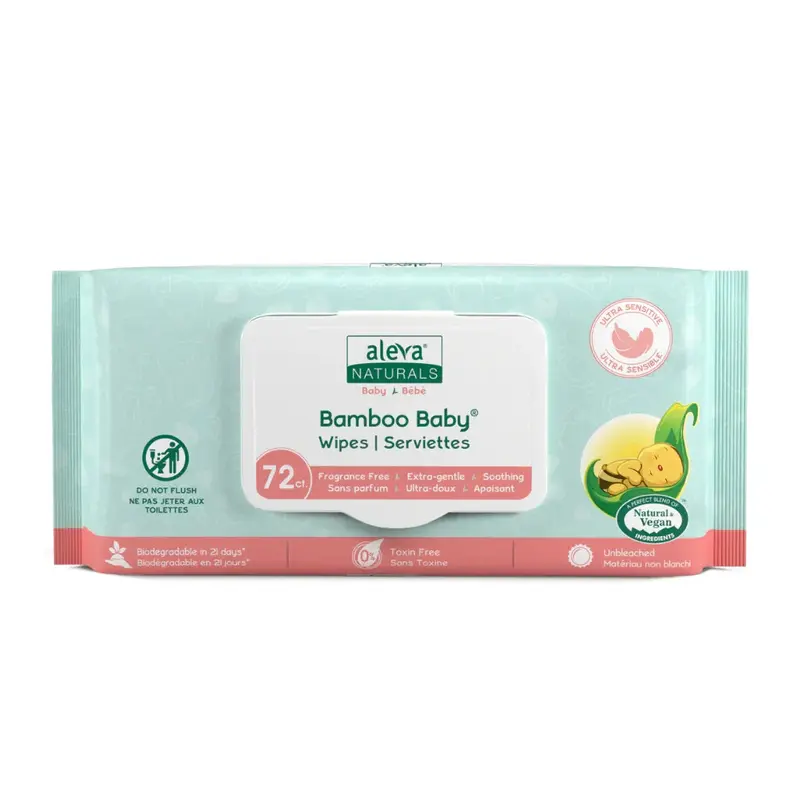 Aleva Naturals Bamboo Baby Sensitive Wipes – Gentle, Eco-Friendly Pack Of 72 1