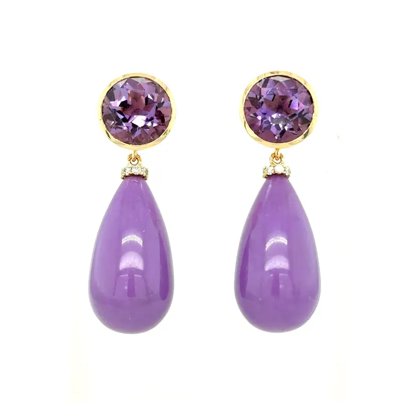 Amethyst And Hessonite Earrings In 18K Rose Gold And Platinum With Diamond Accents 1