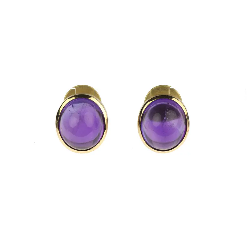 Amethyst Rose Gold Stud Earrings Lotte 1
