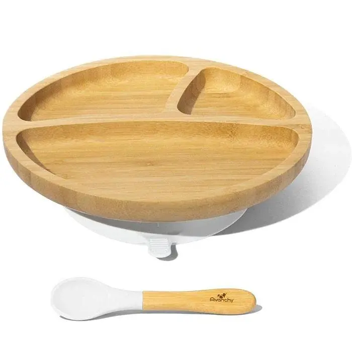 Avanchy Bamboo Infant Feeding Set – Plate & Spoon Combo 3