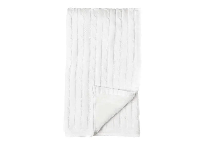 Baby Mode Cable-Knit Sherpa Receiving Blanket For Infants 1
