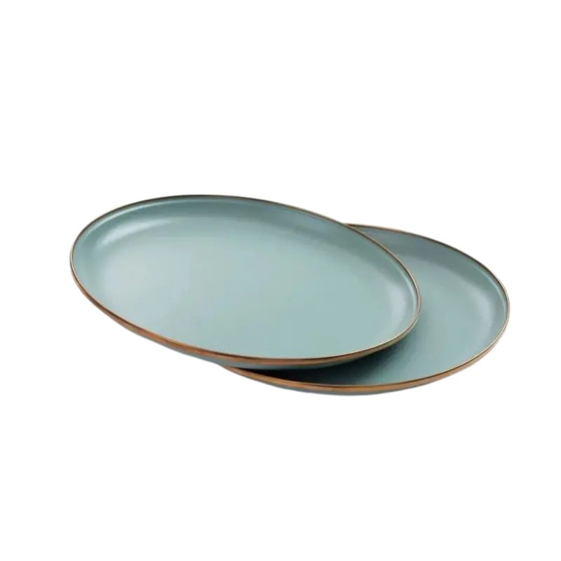 Barebones Enamel Salad Plates Set – Two-Piece Rustic Dining Pair 3