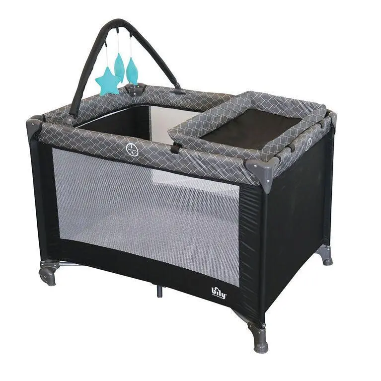 Bily Easy-Go Playard Featuring Bassinet & Changing Station – Slate/Black 1