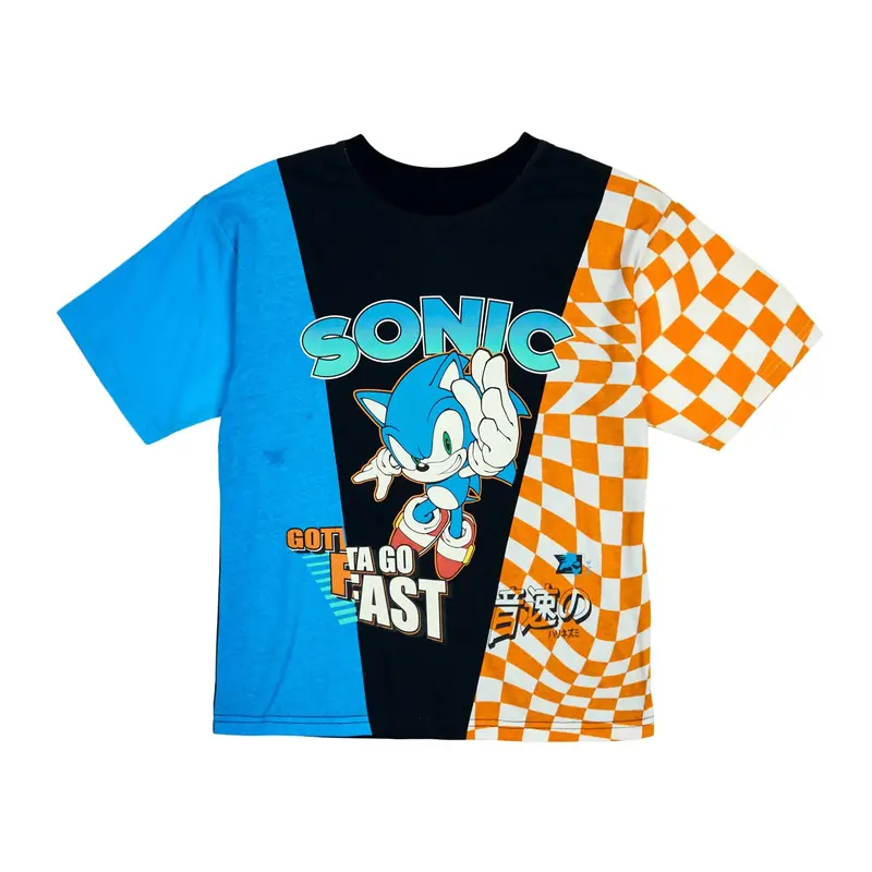 Bioworld Sonic The Hedgehog Youth T-Shirt – Blue And Black Graphic 1