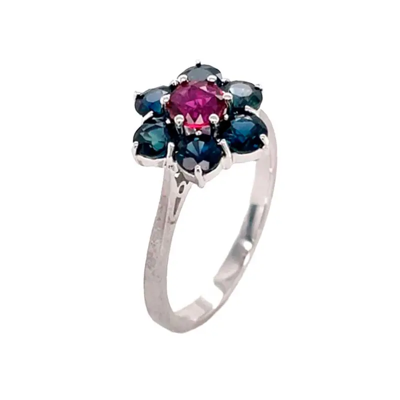 Blueberry White Gold Ring With Ruby & Sapphire 1