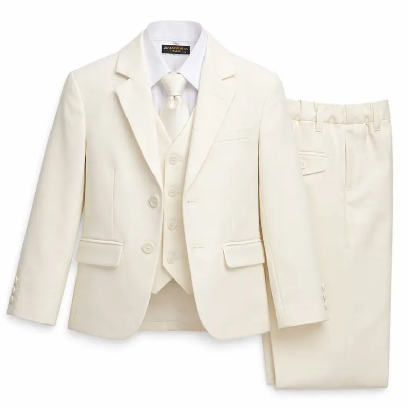 Boys Ivory Formal 5-Piece Suit Set – Sizes 3 Months To 12 Years 1