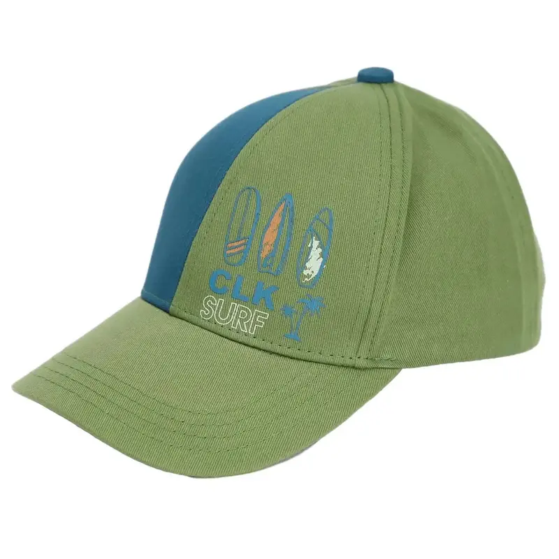 Calikids Boys’ Summer Sun Cap – Green Combo Design, Sizes 18M–5+Y 1