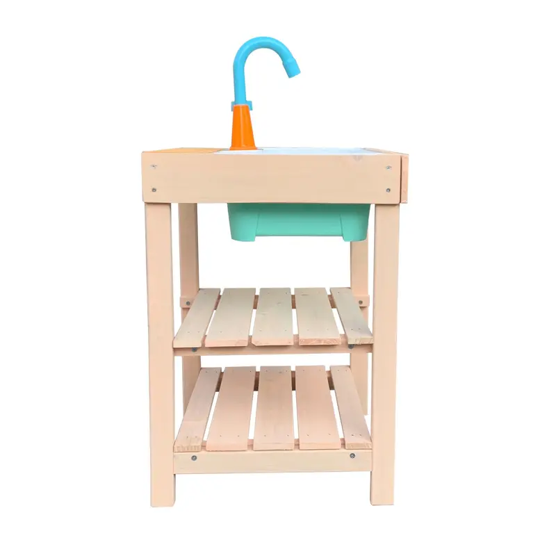 Children’S Nature-Inspired Play Kitchen – Solid Wood Outdoor Pretend Set With Sink 1