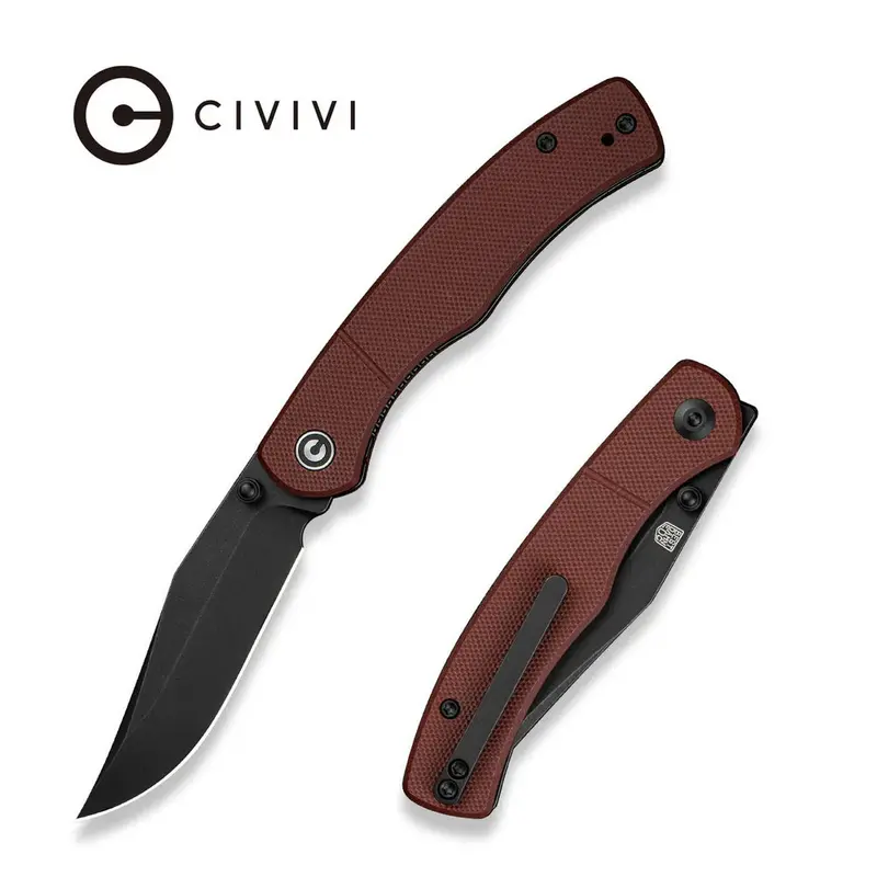 Civivi Clingman Burgundy G10 Knife – Nitro-V Black Blade, Ergonomic Grip 1