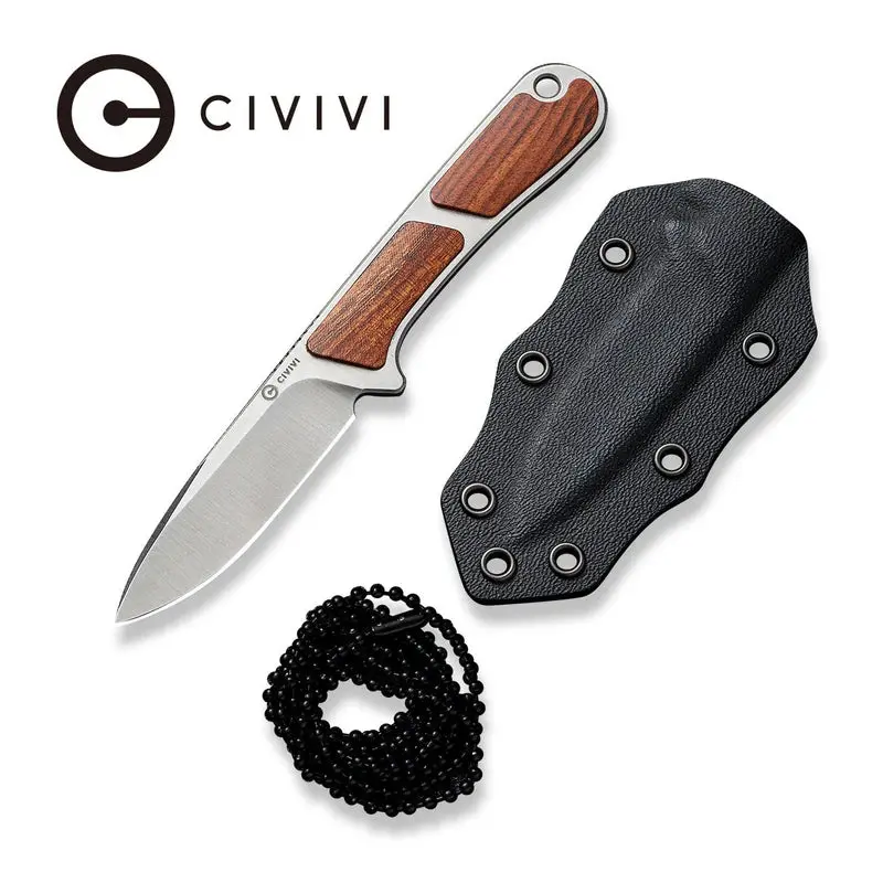 Civivi Mini Elementum Wood Handle Knife – Nitro-V Steel, Compact Fixed Blade (2.24") 1