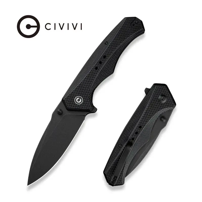 Civivi Photonix Black G10 Knife – Textured Grip, Stonewashed 14C28N Blade (3.7") 1
