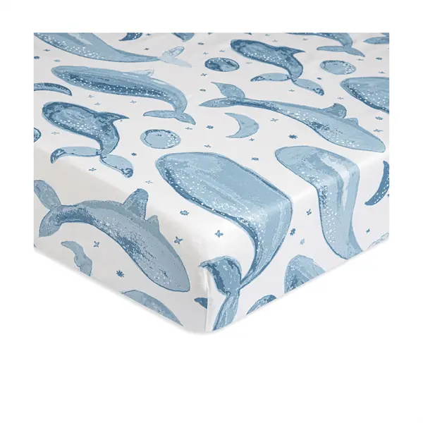 Crane Caspian Whale-Print Fitted Crib Sheet 1