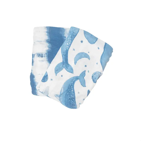 Crane Caspian Whales Print Muslin Swaddle Blankets (2-Pack) 1