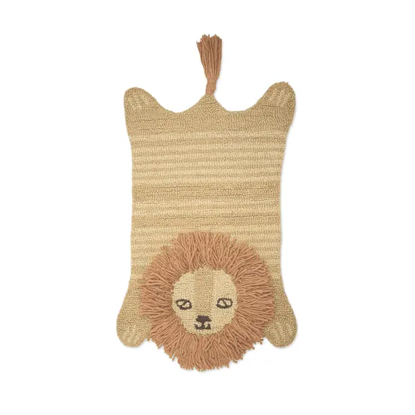 Crane Kendi Lion-Shaped Wool Area Rug – Neutral Nursery Accent 1