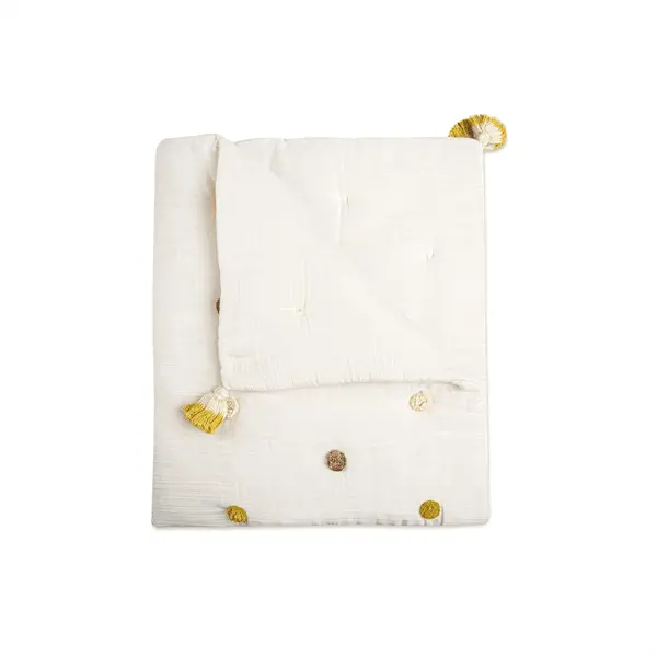 Crane Kendi Pom-Pom Trimmed Quilted Baby Blanket 1