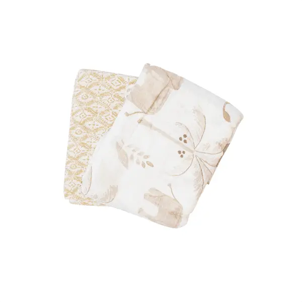 Crane Kendi Safari-Themed Muslin Swaddle Blankets (2-Pack) 1