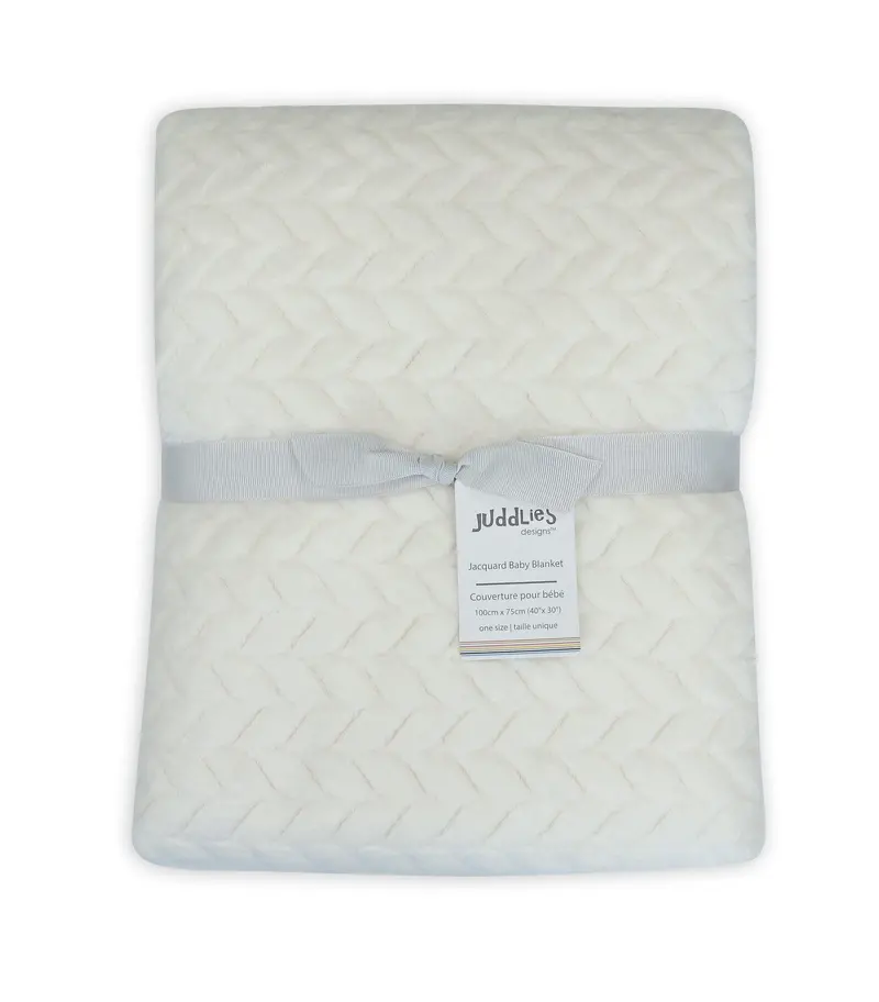 Cream Jacquard Flannel Blanket By Juddlies 1