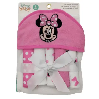 Danawares Minnie Mouse Hooded Towel Set – Includes Matching Washcloths For Little Ones 1