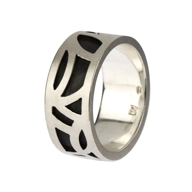 Dolph Ring In Sterling Silver With Ebony Inlay 1