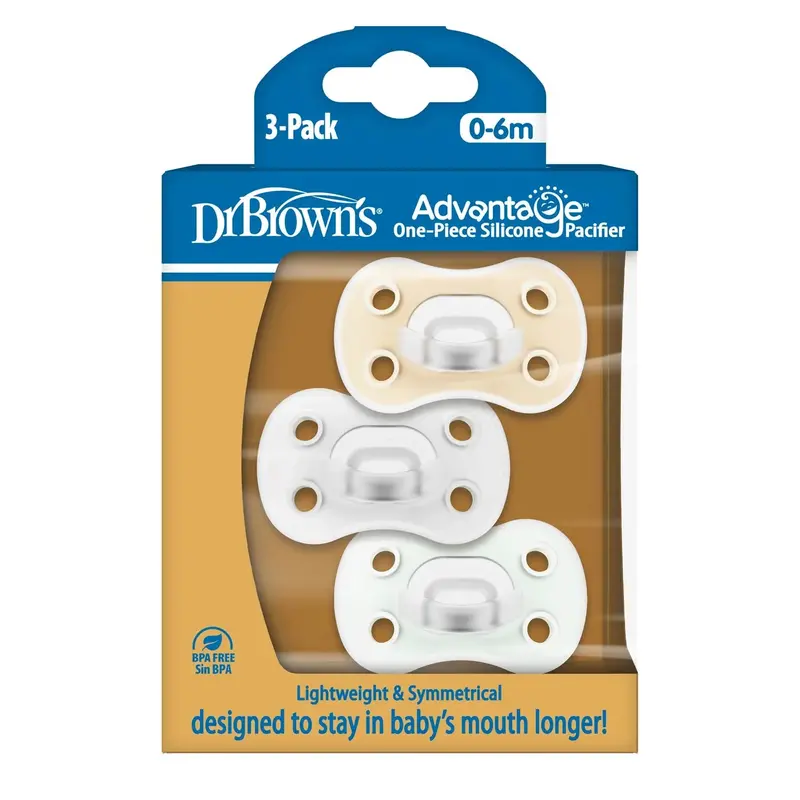 Dr. Brown’S Advantage One-Piece Silicone Pacifiers – 0–6 Months (3-Pack) 1
