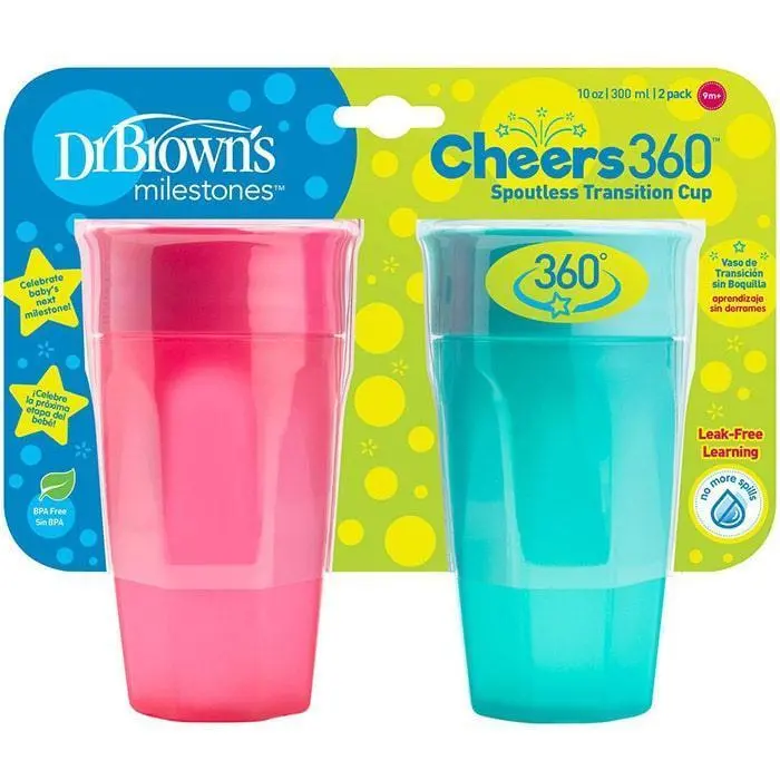 Dr. Brown'S Cheers 360 Spoutless Transition Cup – 10 Oz, 2-Pack 1