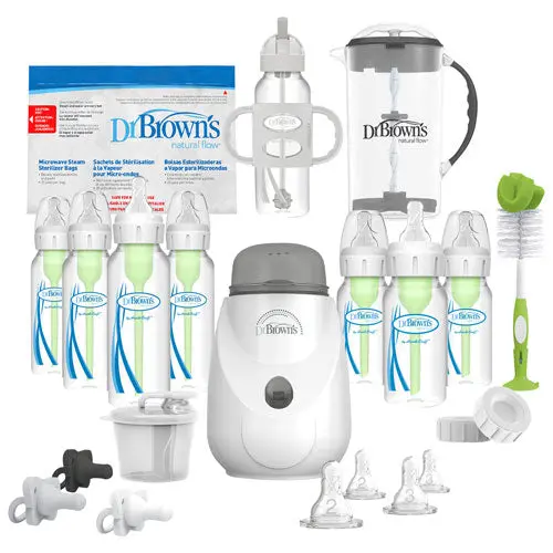 Dr. Brown'S Natural Flow Options+ All-In-One Bottle Set – Clear Bpa-Free Kit 1