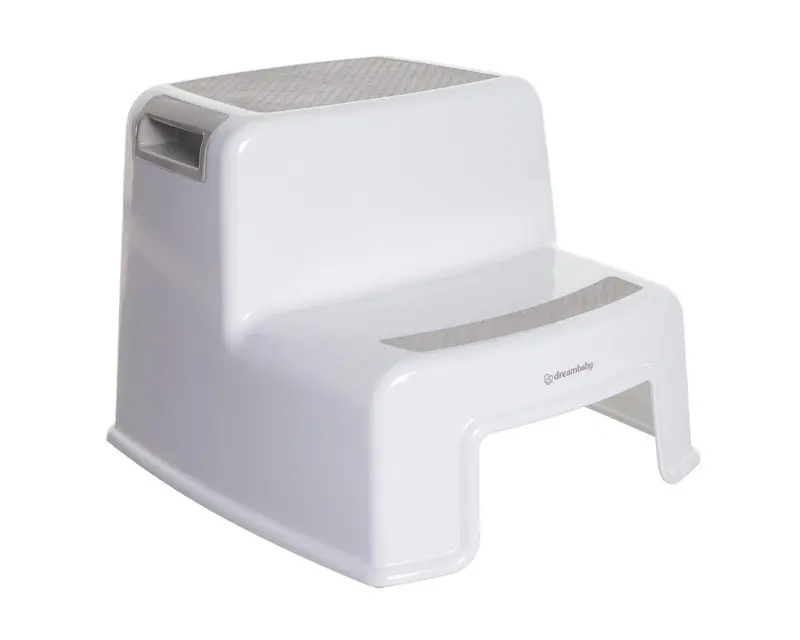 Dreambaby Dual-Step Child Stool – Grey And White Compact Step Ladder 1
