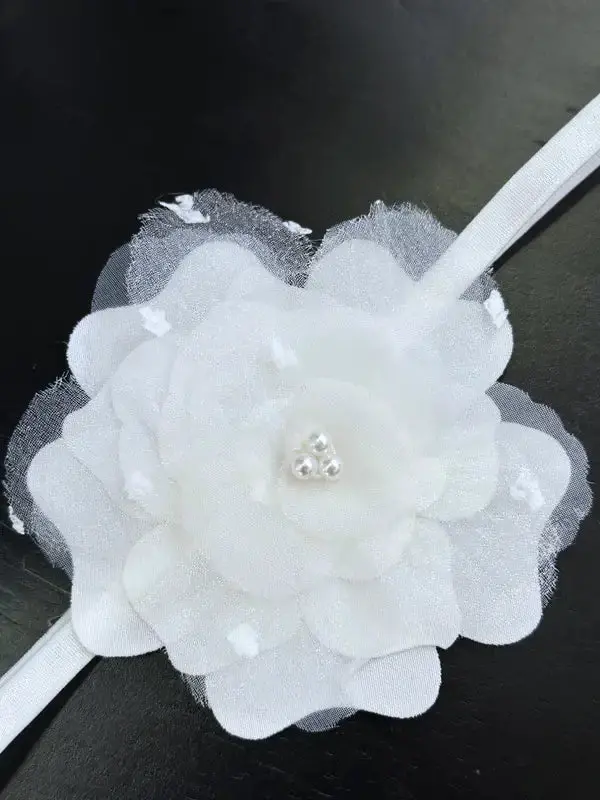Elegant White Floral Headband For Baby Girls By Teter Warm® – Soft Lace Finish, Style Ah41 1