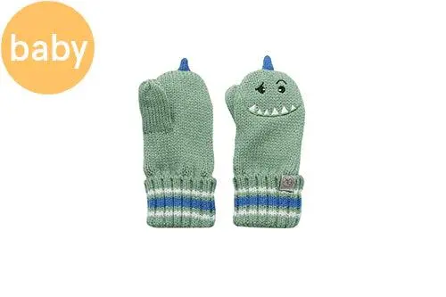 Flapjack Kids Adorable Knitted Baby Mittens – Dinosaur Print (0–2 Years) 1