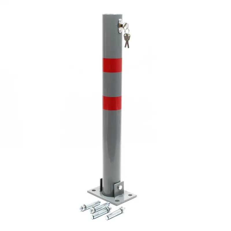Foldable Locking Parking Bollard – Round Driveway Security Barrier 1