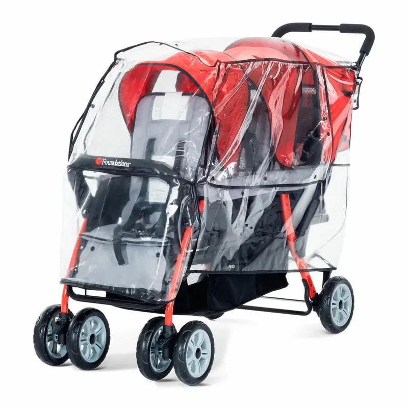 Foundations Triple Stroller Rain Cover – Clear Waterproof Cover For Trio Sport & 3-Child Strollers 1