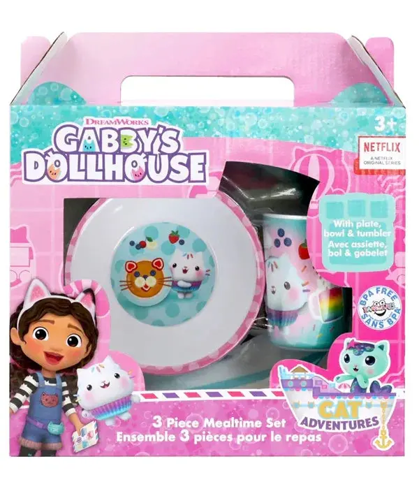 Gabby'S Dollhouse 3-Piece Melamine Kids Dinnerware Set – Danawares 1