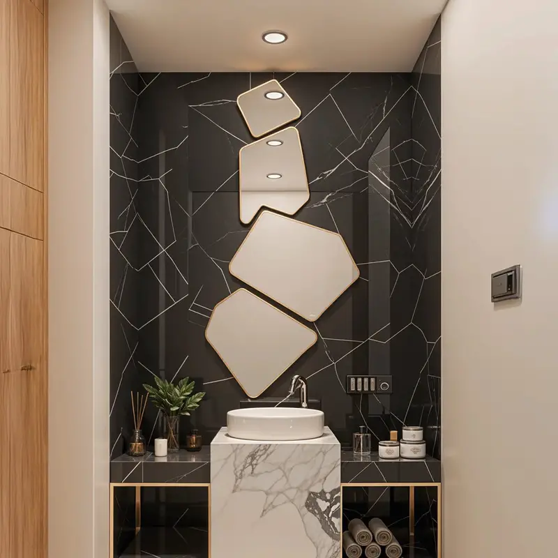 Geometric Luxe Mirror – Stainless Steel Frame, Anti-Corrosive, Premium Craftsmanship | Glazonoid 1
