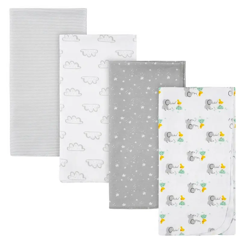 Gerber 4-Pack Soft Flannel Receiving Blankets For Newborns 4