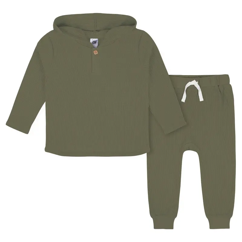 Gerber Green Waffle-Knit Toddler Hoodie & Jogger Set (2T–5T) 1