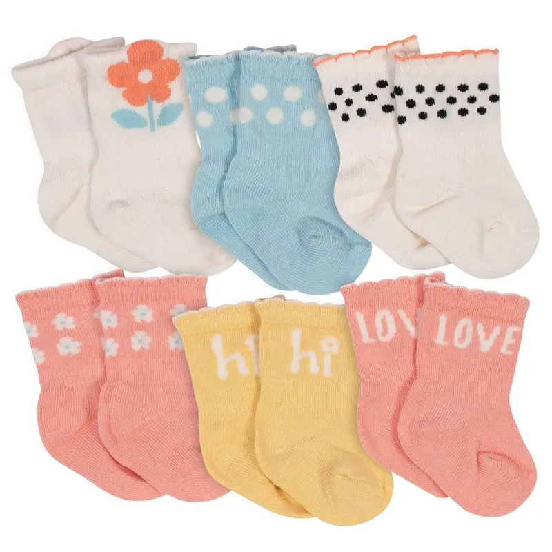 Gerber Organic Cotton Wiggle-Proof Socks For Baby Girls – 6-Pack, 12 Months 1