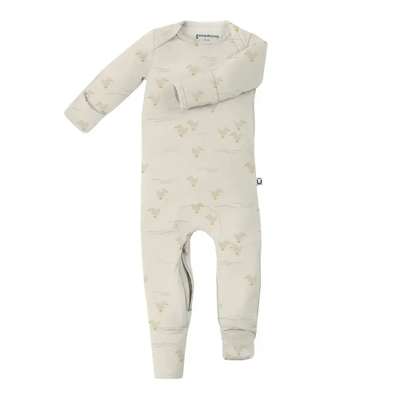 Gunamuna Bamboo Footie Bodysuit – Two-Way Zip Convertible Sleepwear For Newborns To 2 Years 1