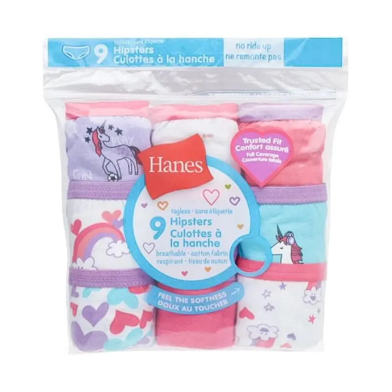 Hanes Girls Hipster Briefs Value Pack – 9-Piece Tagless Set 1