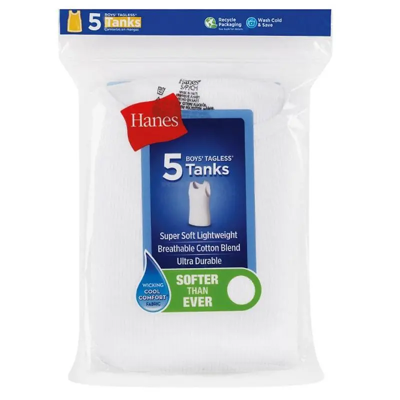 Hanes Tag-Free Boys Tank Tops – 5-Piece Set 1