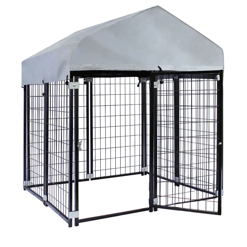 Heavy-Duty Outdoor Dog Kennel With Roof & Steel Grid – Final Unit (121X121X137Cm) 1