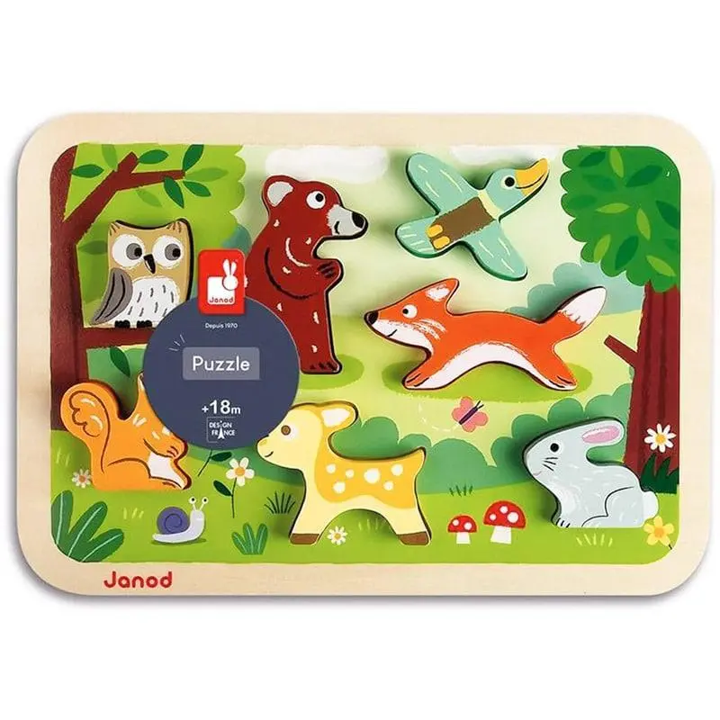 Janod Forest Animals Chunky Wooden Puzzle For Babies & Toddlers 1