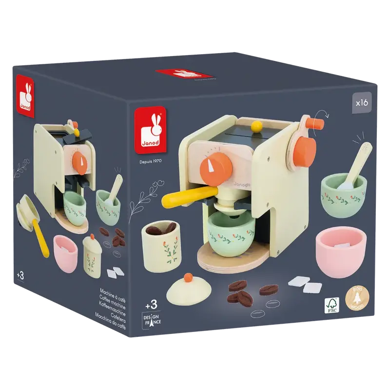 Janod Mamie Soleil Wooden Coffee Machine Pretend Play Set 1