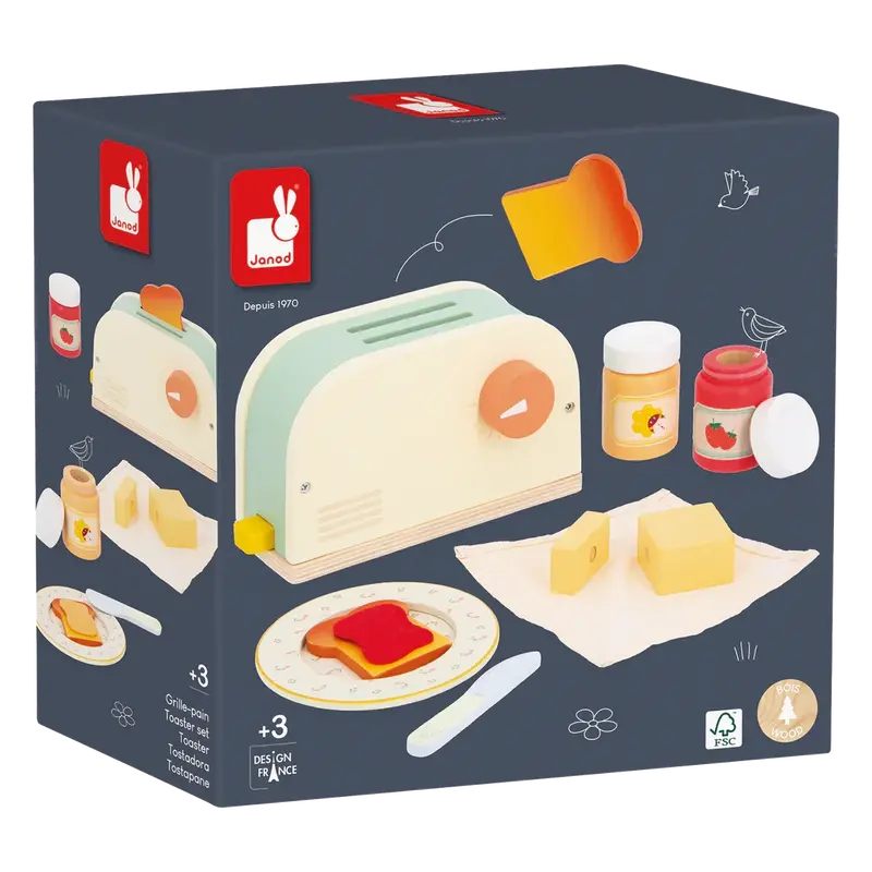 Janod Mamie Soleil Wooden Pretend Play Toaster Set 1