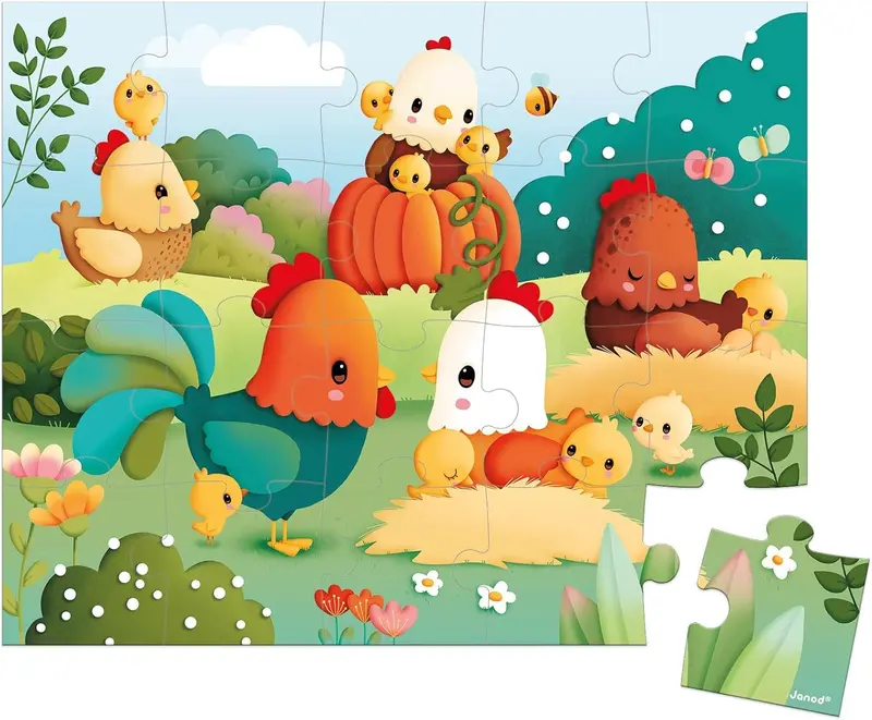 Janod Welcome To The Farmyard Jigsaw Puzzle – 20-Piece Beginner Challenge 1