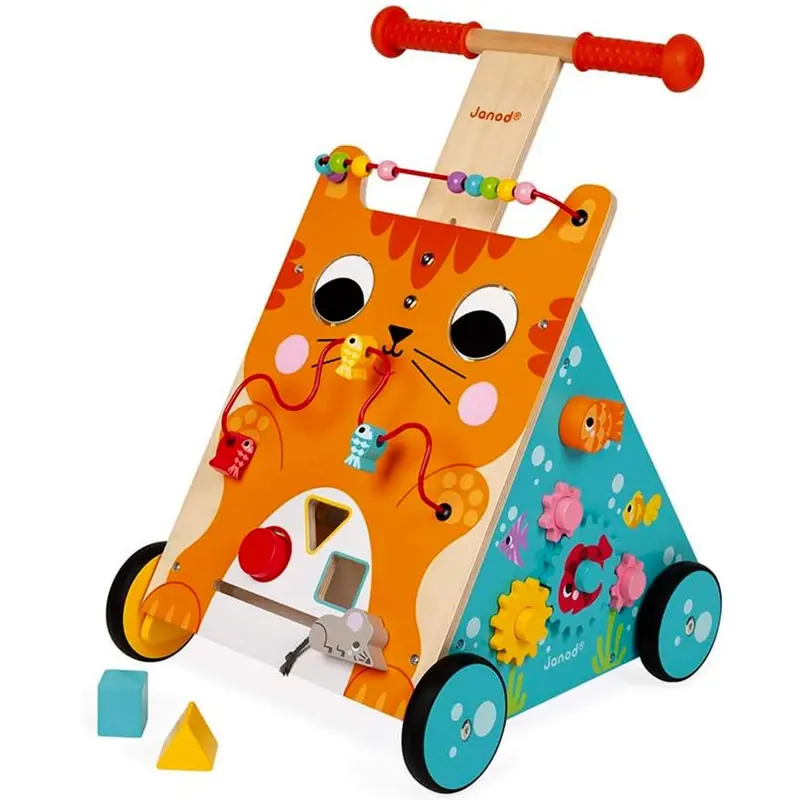 Janod Wooden Kitty Cat Activity Walker – Push Toy For Early Walkers 1